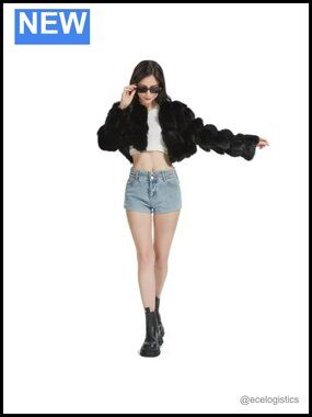 Women's Real Fox Fur Jacket V-Neck Short Fur Coat Winter Fuzzy Outerwear